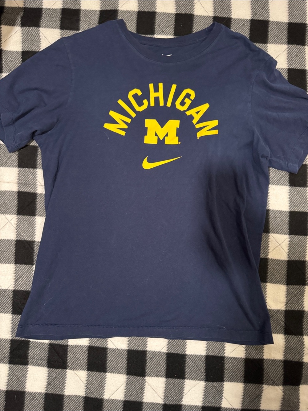 Nike Navy Short Sleeve Tee with Yellow Michigan Logo
